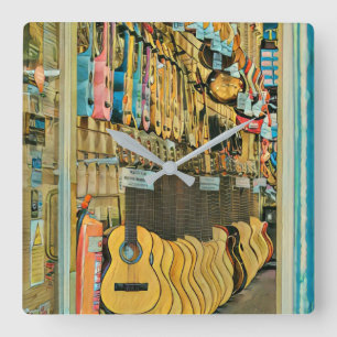 Horloge Carrée Cadeaux guitaristes cool
