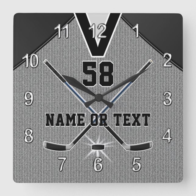 Horloge Carrée Cadeaux personnalisés d'horloge d'hockey pour des (Recto)