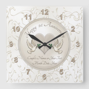 Horloge Carrée Cadeaux personnalisés du 1er anniversaire de Maria