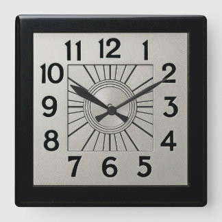 Horloge Carrée Cadran carré Art Déco noir et argenté intelligent