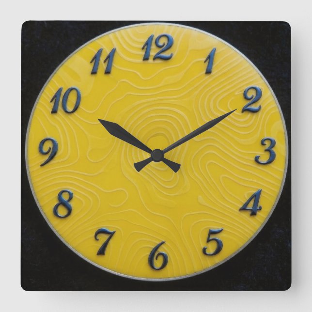 Horloge Carrée Cadran Citron (Recto)