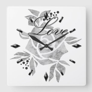 Horloge Carrée Cadran mural acrylique mosaïque romantique texturé