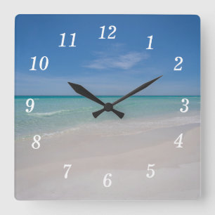 Horloge Carrée Cadran mural de la plage de Destin Floride