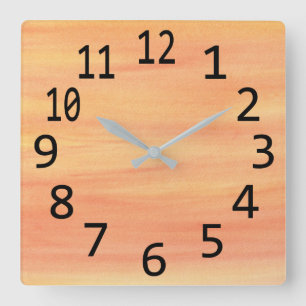 Horloge Carrée Cadran mural de nuages de coucher de soleil jaune