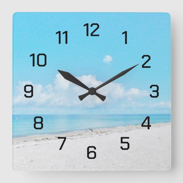 Horloge Carrée Cadran mural de plage du matin (Recto)