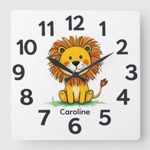 Horloge Carrée Cadran mural personnalisé pour enfant