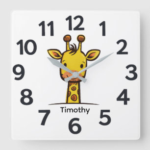 Horloge Carrée Cadran mural personnalisé pour enfant