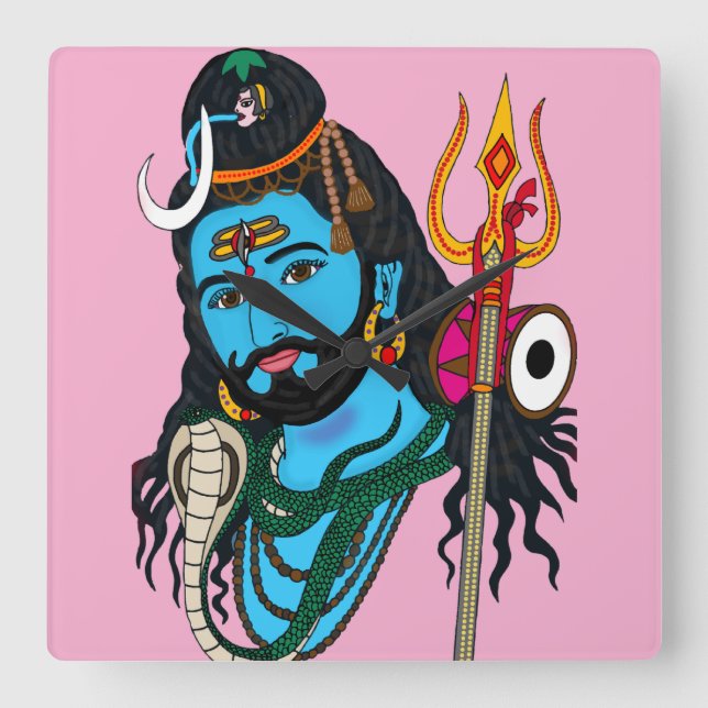 Horloge Carrée Cadran mural visage de Shiva (Recto)