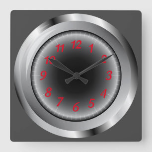 Horloge Carrée Cadre cool en métal large brillant