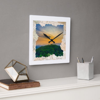 Horloge Carrée Cadre de journal vintage avec photo personnalisée