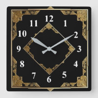 Cadre diamant Carré or et noir Art déco