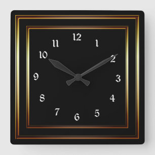 Horloge Carrée Cadre en cuivre simple noir