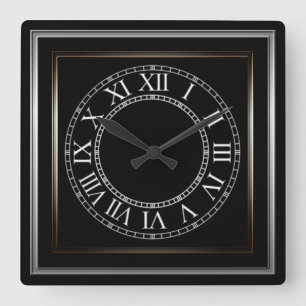 Horloge Carrée Cadre métallique simple cadran noir cadran 2