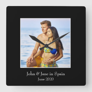 Horloge Carrée Cadre photo, Photo personnalisée - Personnalisé