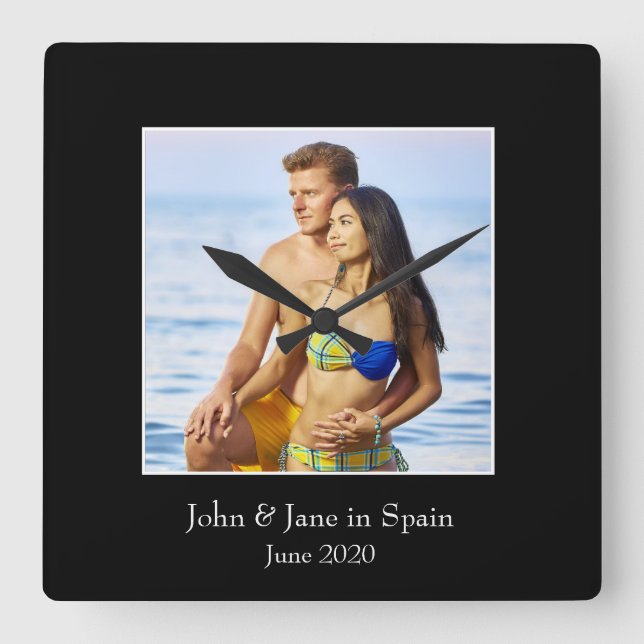 Horloge Carrée Cadre photo, Photo personnalisée - Personnalisé (Recto)