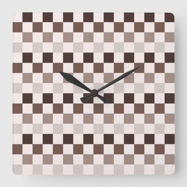 Horloge Carrée Cafe Au Lait checkerboard pattern (Recto)