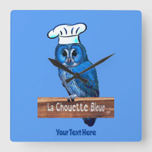 Horloge Carrée Café La Chouette Bleue