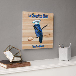 Horloge Carrée Café La Chouette Bleue