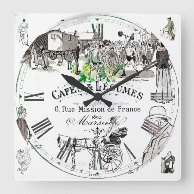 Horloge Carrée "Cafe Legumes" (Recto)