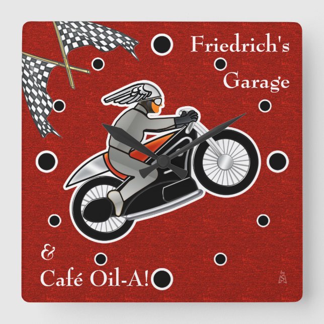 Horloge Carrée Cafe Racer (Personnalisé) - Sq. (Recto)