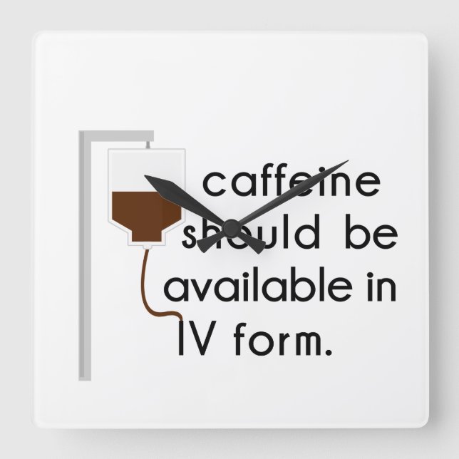Horloge Carrée caffeine dans IV, humour urique (Recto)