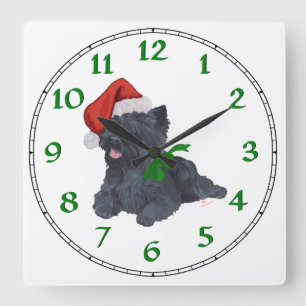 Horloge Carrée Cairn Terrier Noël