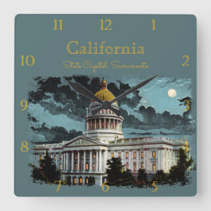 Horloge Carrée California State Capitol Moonlight Custom Carré W