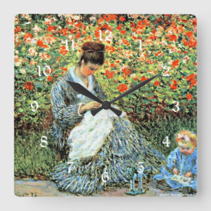 Horloge Carrée Camille Monet et Enfant, célèbre peinture