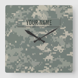 Horloge Carrée Camouflage d'ACU d'armée personnalisable