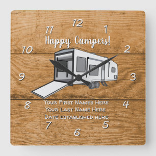 Horloge Carrée Camping Generic Toy Hauler wood design