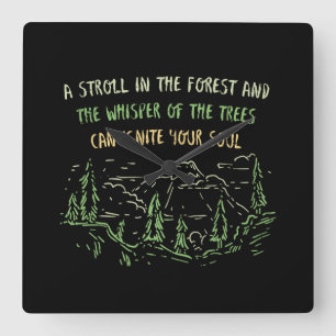 Horloge Carrée Camping Montagnes Cadeau