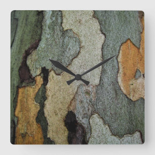 Horloge Carrée Camping Tree Bark