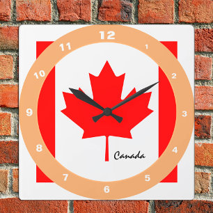 Horloge Carrée Canadian Flag, Canada trendy fashion /design clock