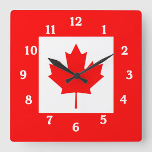 Horloge Carrée Canadian Flag Wall Clock