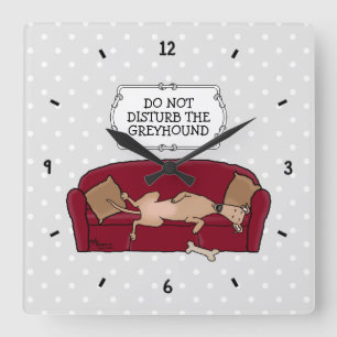 Horloge Carrée Canapé Greyhound (fawn) Chien Lazy Dormir Drôle