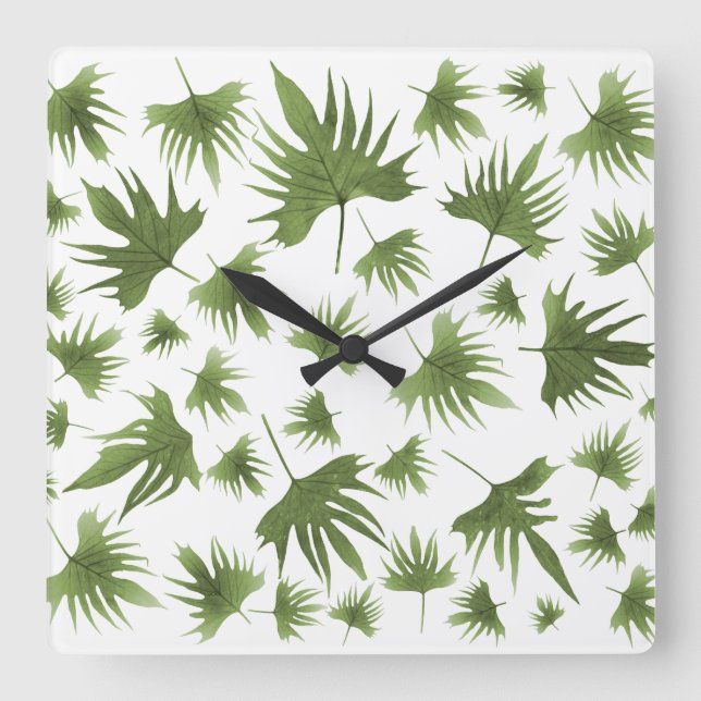 Horloge Carrée Canary Vine Feuilles (Recto)