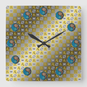 Horloge Carrée Cancer & Dragon de terre