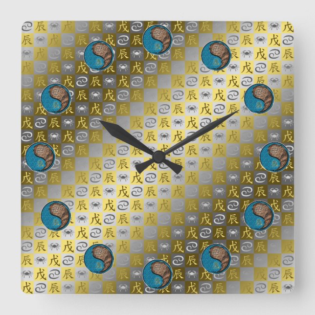 Horloge Carrée Cancer & Earth Dragon (Recto)
