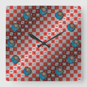 Horloge Carrée Cancer & Tigre Terre