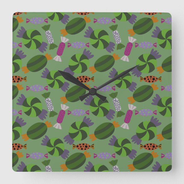 Horloge Carrée Candy pattern | Lollies | lollipop 27 (Recto)