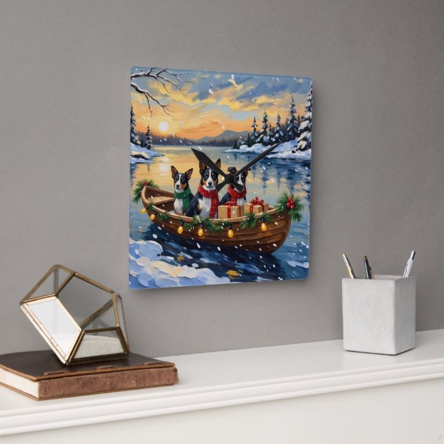 Horloge Carrée Cane Corso Noël Bateau Fêtes (Bureau)