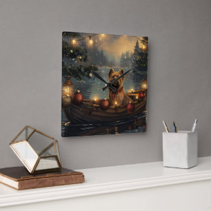 Horloge Carrée Cane Corso Noël Festive Voyage