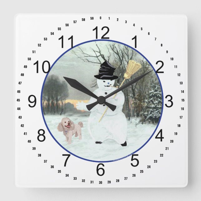 Horloge Carrée Caniche (Recto)
