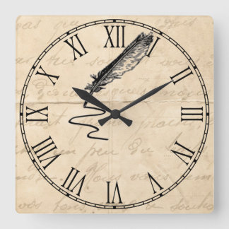 Horloge Carrée Cannette vintage de la plume de l'auteur