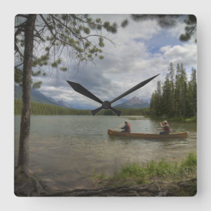 Horloge Carrée Canoë sur le lac, Alberta Canada