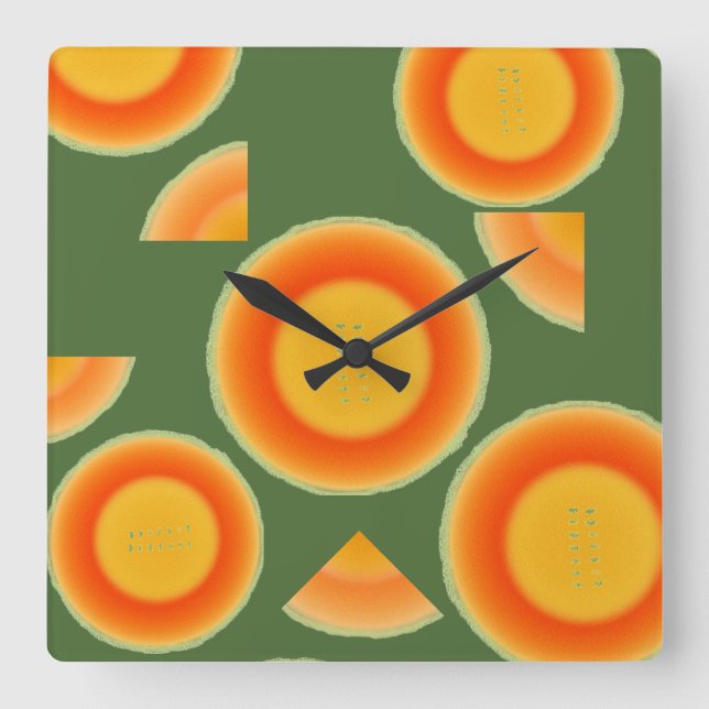 Horloge Carrée Cantalope Cantaloupe Fruit Wall Clock (Recto)