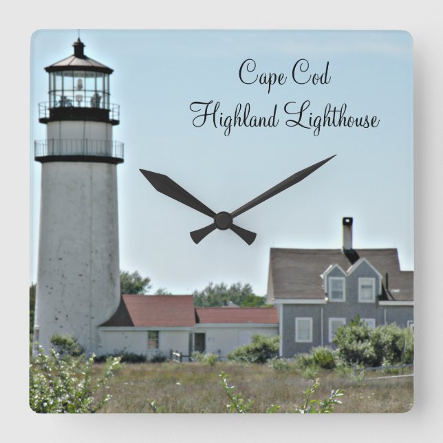 Horloge Carrée Cape Cod Highland Lighthouse Square Wall Clock (Recto)