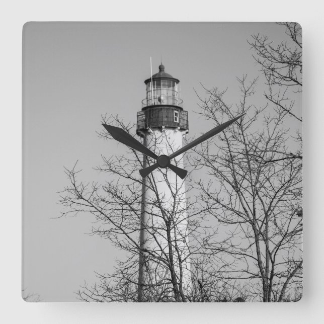 Horloge Carrée Cape May Light b/w (Recto)
