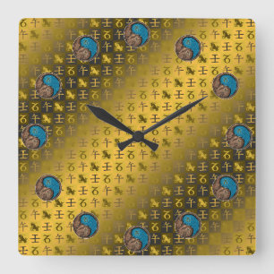 Horloge Carrée Capricorne & Cheval d'eau