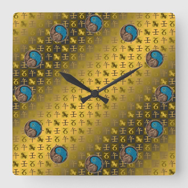 Horloge Carrée Capricorne & Cheval d'eau (Recto)